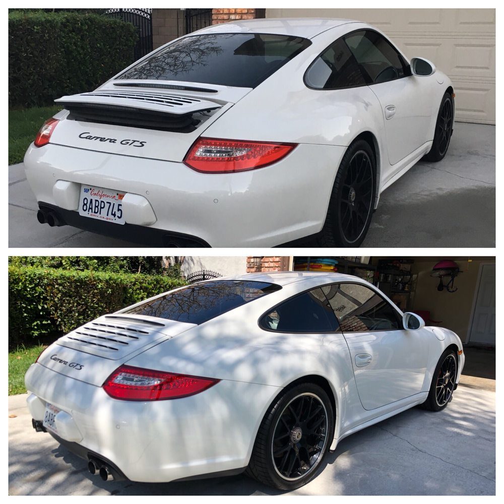 White Porsche 911 with a protected, glossy finish
