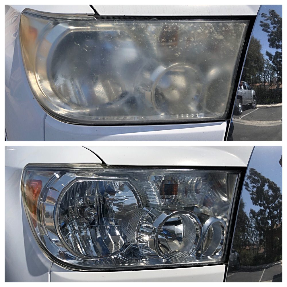 Headlight restoration, from foggy and yellowed to clear